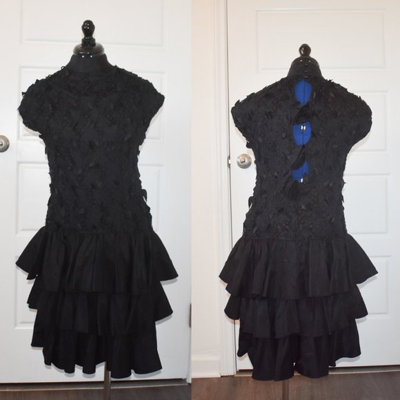 Gothic Rose Ruffle Lace Dress Black - Picture 1 of 8